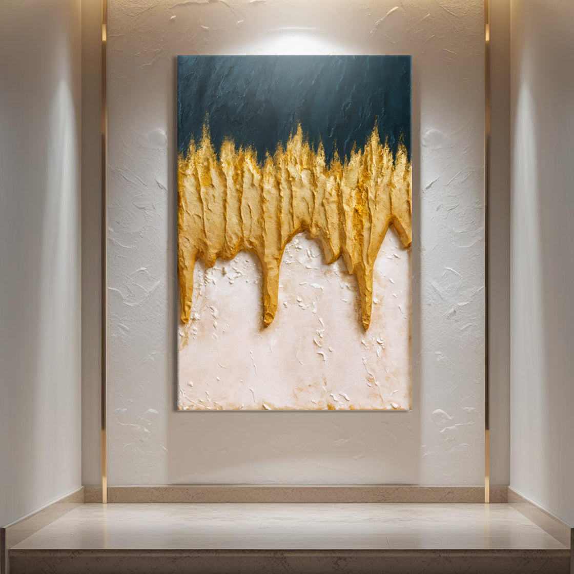 Abstract Blue And Gold Wall Art